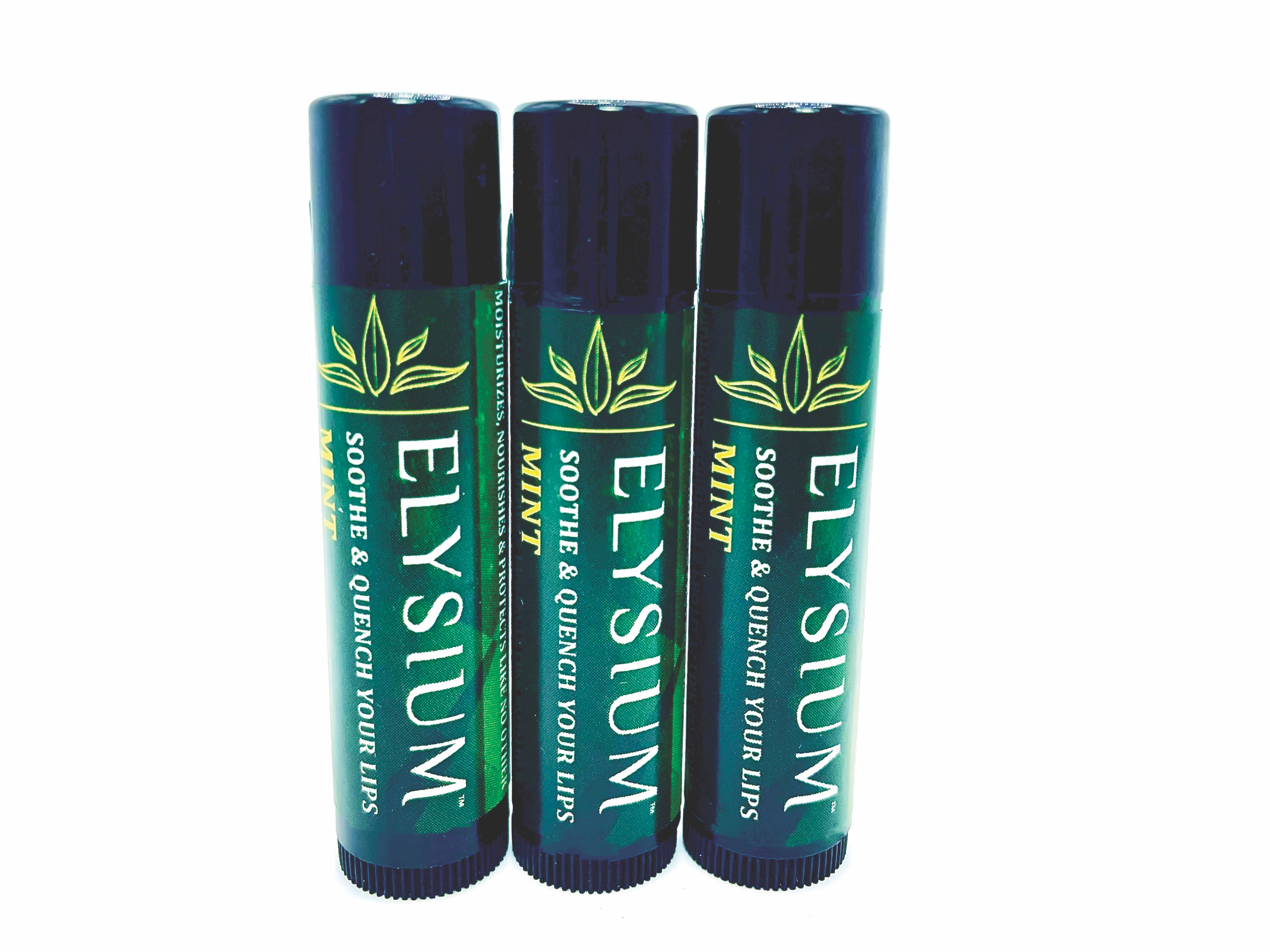 Elysium AllNatural Lip Balm Mint Flavor 3Pack Soothe, Quench